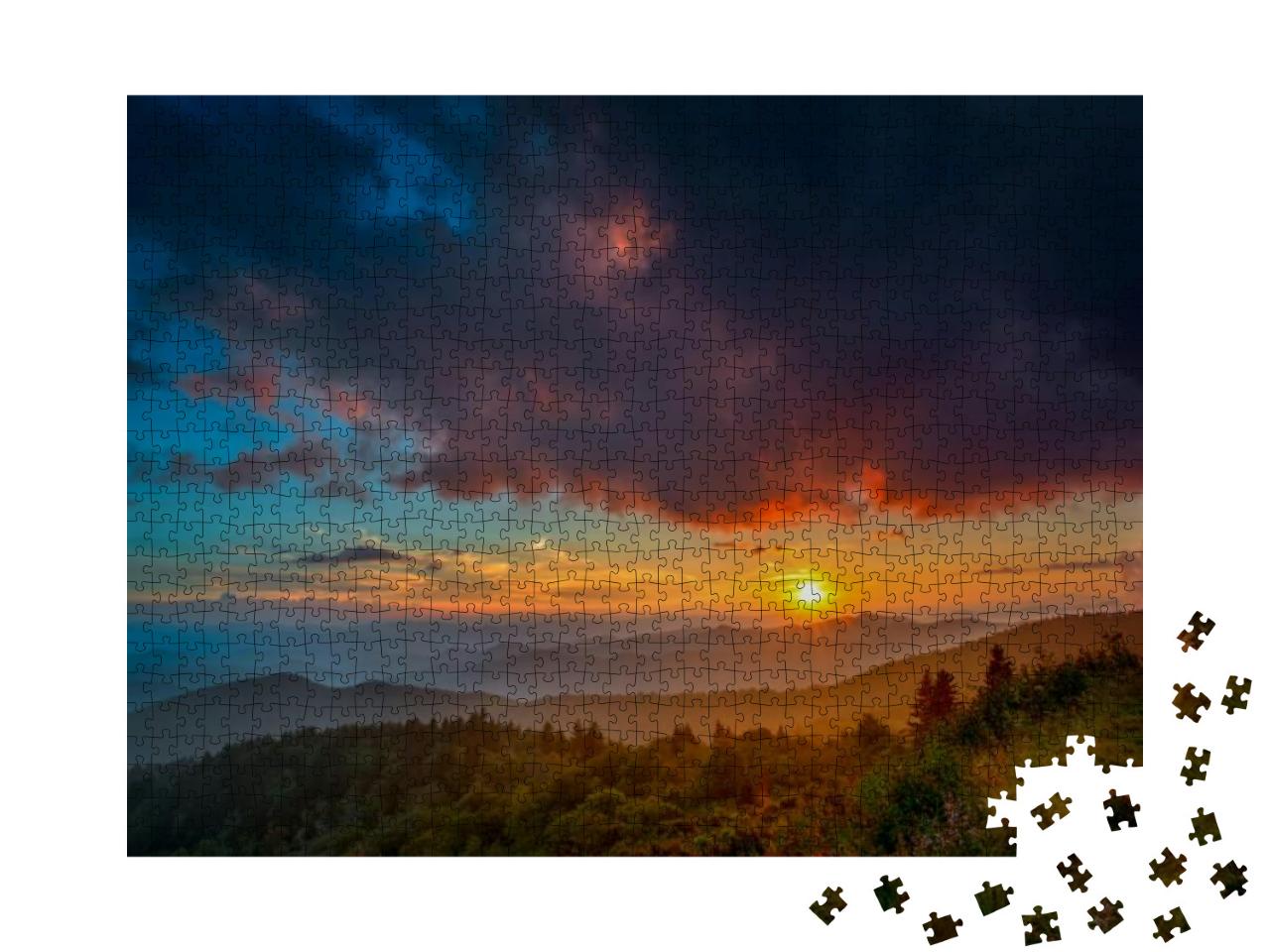 The Light Over the Appalachian Mountains Along the Blue R... Jigsaw Puzzle with 1000 pieces