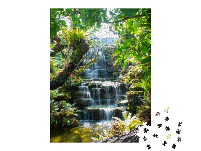 Waterfall, Waterfall in the Forest, Beautiful Deep Forest... Jigsaw Puzzle with 1000 pieces
