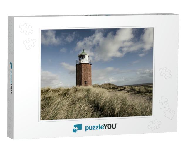 The Lighthouse Quermarkenfeuer Near Kampen, Sylt, Germany... Jigsaw Puzzle