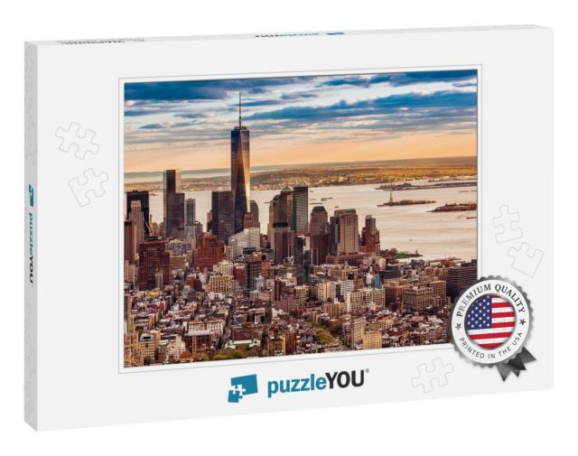 Aerial View of the Lower Manhattan At Sunset... Jigsaw Puzzle