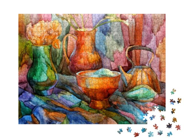 Still-Life Stained-Glass Watercolor... Jigsaw Puzzle with 1000 pieces