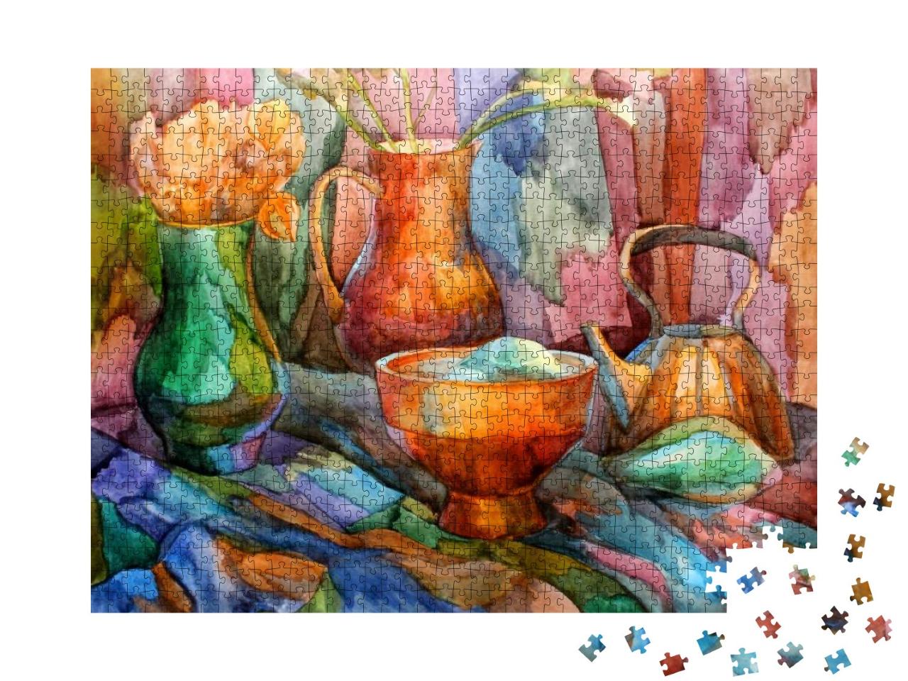 Still-Life Stained-Glass Watercolor... Jigsaw Puzzle with 1000 pieces