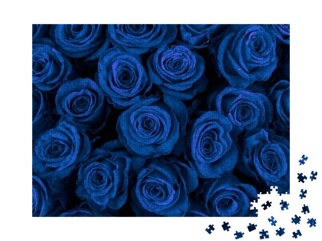 Beautiful Blue Roses, Floral Background... Jigsaw Puzzle with 1000 pieces