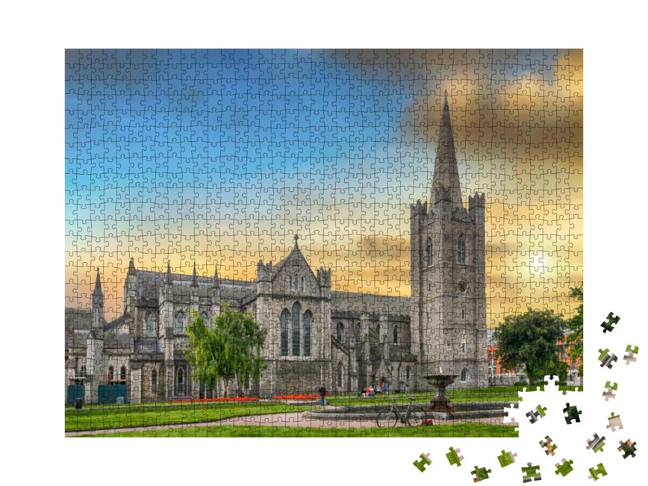 Sunset View of Saint Patrick's Cathedral Dublin Ireland... Jigsaw Puzzle with 1000 pieces