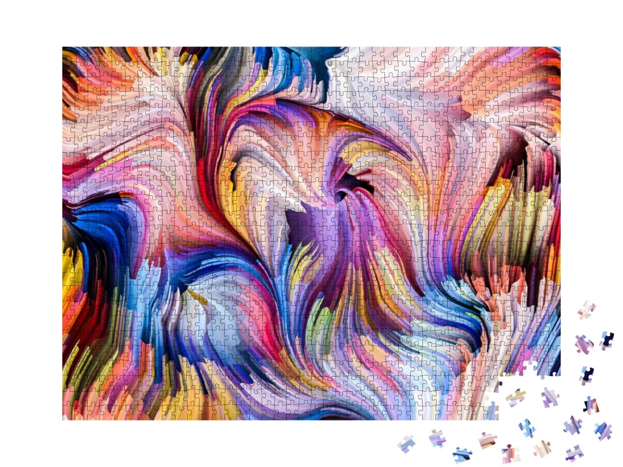 Dynamic Color Series. Composition of Streams of Paint Sui... Jigsaw Puzzle with 1000 pieces