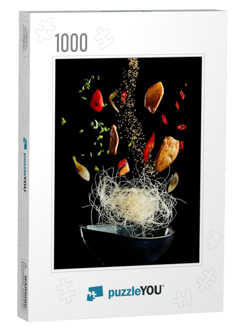 Flying Wok with Chicken & Spices. Concept of Food Prepara... Jigsaw Puzzle with 1000 pieces