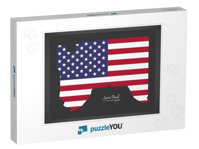 Saint Paul Minnesota Map with American National Flag Illu... Jigsaw Puzzle