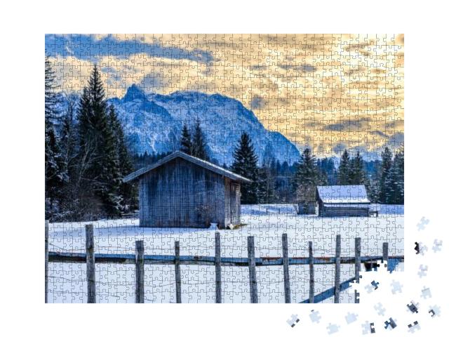 Karwendel & Wetterstein Mountains At Wallgau - Bavaria -... Jigsaw Puzzle with 1000 pieces