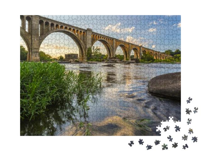 This Concrete Arch Railroad Bridge Spanning the James Riv... Jigsaw Puzzle with 1000 pieces