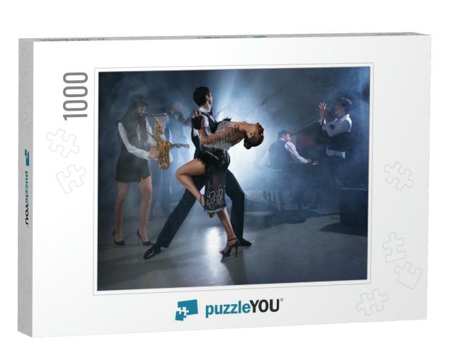 Dance Couple Dancing Ballroom Dancing to a Live Band Soun... Jigsaw Puzzle with 1000 pieces