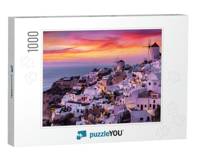 The Village of Oia on Santorini Island in Greece During a... Jigsaw Puzzle with 1000 pieces