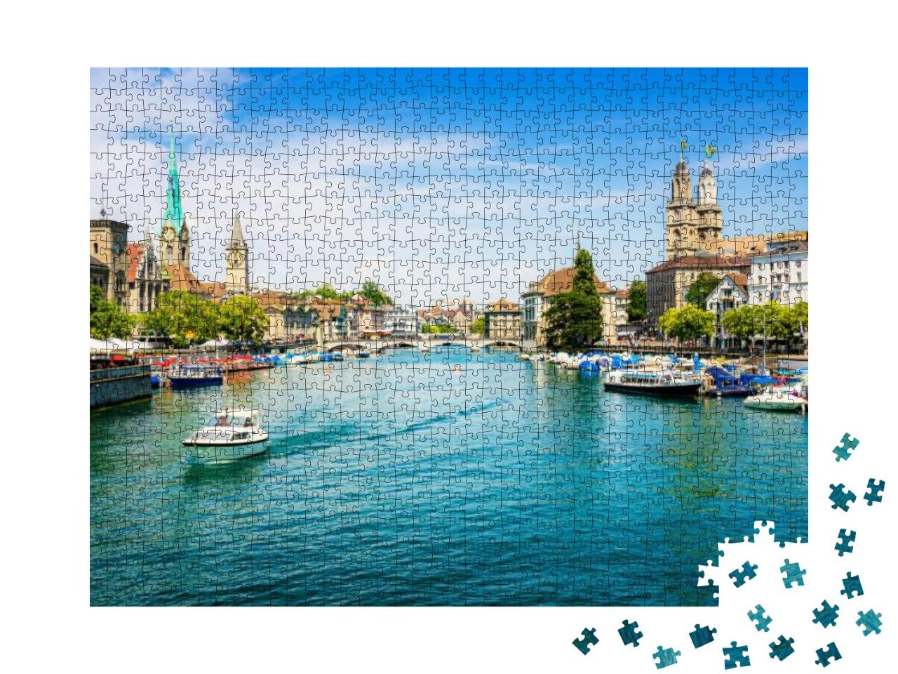 Scenic Panoramic View of Historic Zuerich City Center wit... Jigsaw Puzzle with 1000 pieces