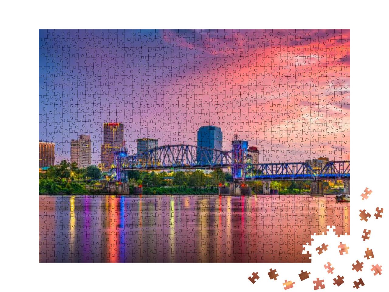 Little Rock, Arkansas, USA Skyline on the Arkansas River A... Jigsaw Puzzle with 1000 pieces