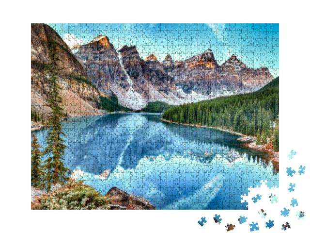 Moraine Lake Panorama in Banff National Park, Alberta, Ca... Jigsaw Puzzle with 1000 pieces