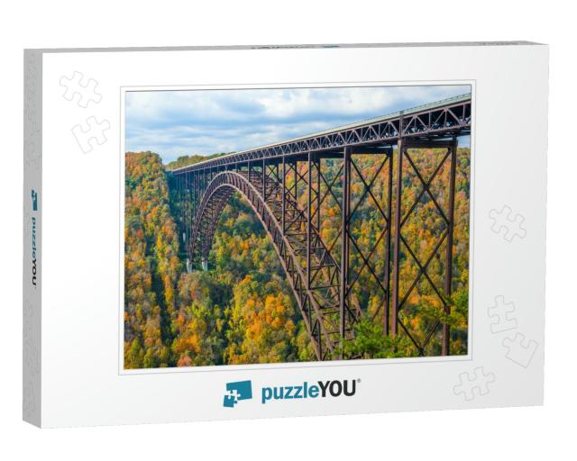 New River Gorge, West Virginia, USA with the Bridge in Aut... Jigsaw Puzzle