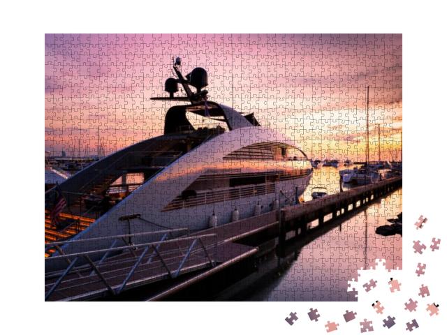 View of Harbor & Marina with Moored Yachts & Motorboats i... Jigsaw Puzzle with 1000 pieces