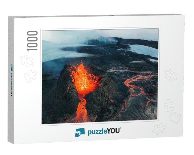 Iceland Volcanic Eruption 2021. the Volcano Fagradalsfjal... Jigsaw Puzzle with 1000 pieces
