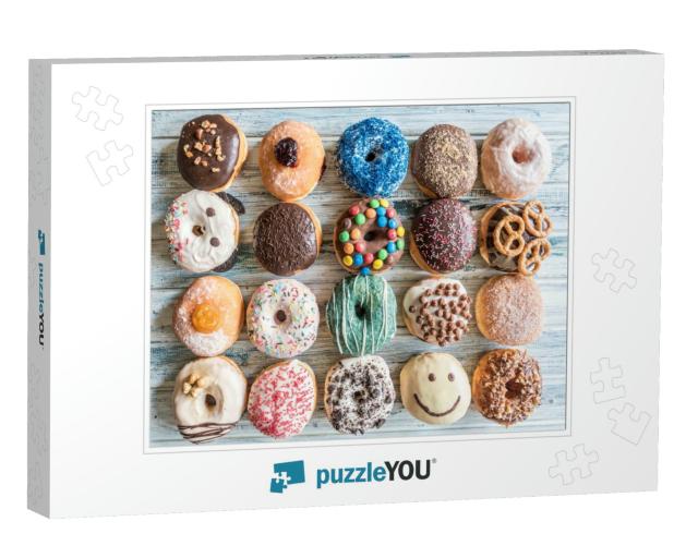 Many Sweet Glazed Donuts on the Table... Jigsaw Puzzle