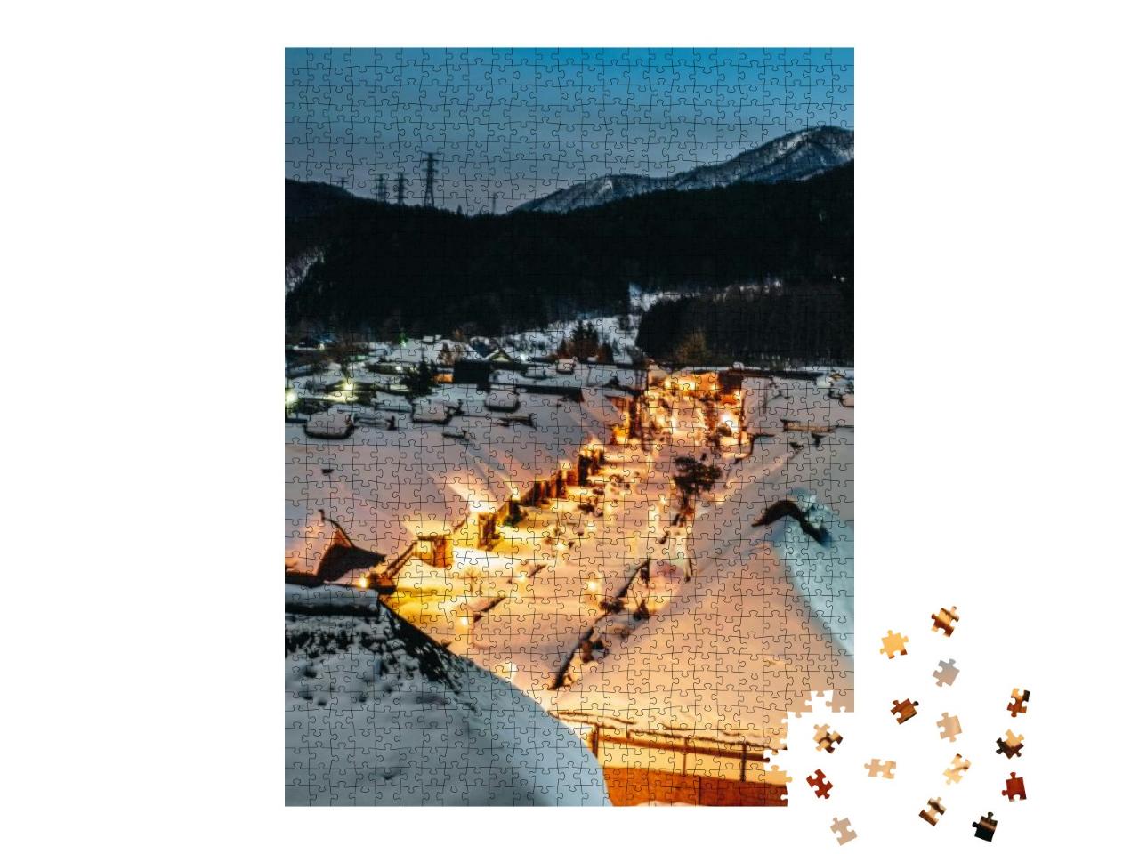 Light Up Illumination with Thatched Roof House, Village M... Jigsaw Puzzle with 1000 pieces