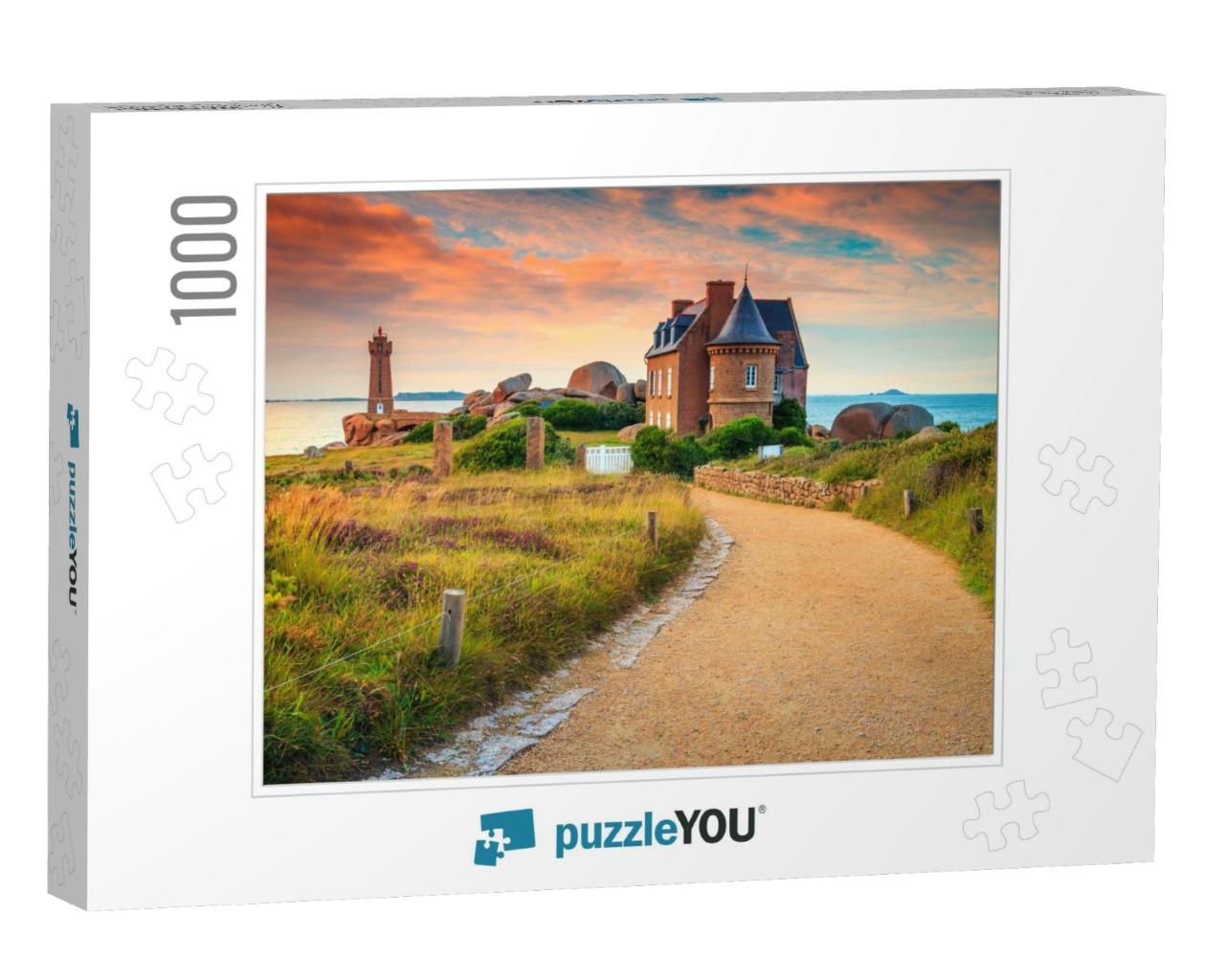Breathtaking Sunset with Lighthouse & Luxury Villa, Ploum... Jigsaw Puzzle with 1000 pieces