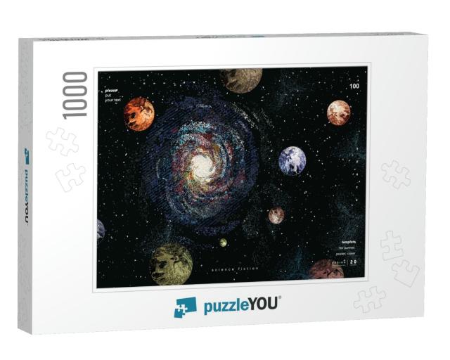 Vector Abstract Illustration of a Galaxy & Space with Pla... Jigsaw Puzzle with 1000 pieces