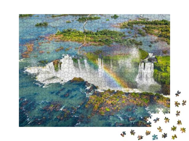 Beautiful Aerial View of Iguazu Falls from the Helicopter... Jigsaw Puzzle with 1000 pieces