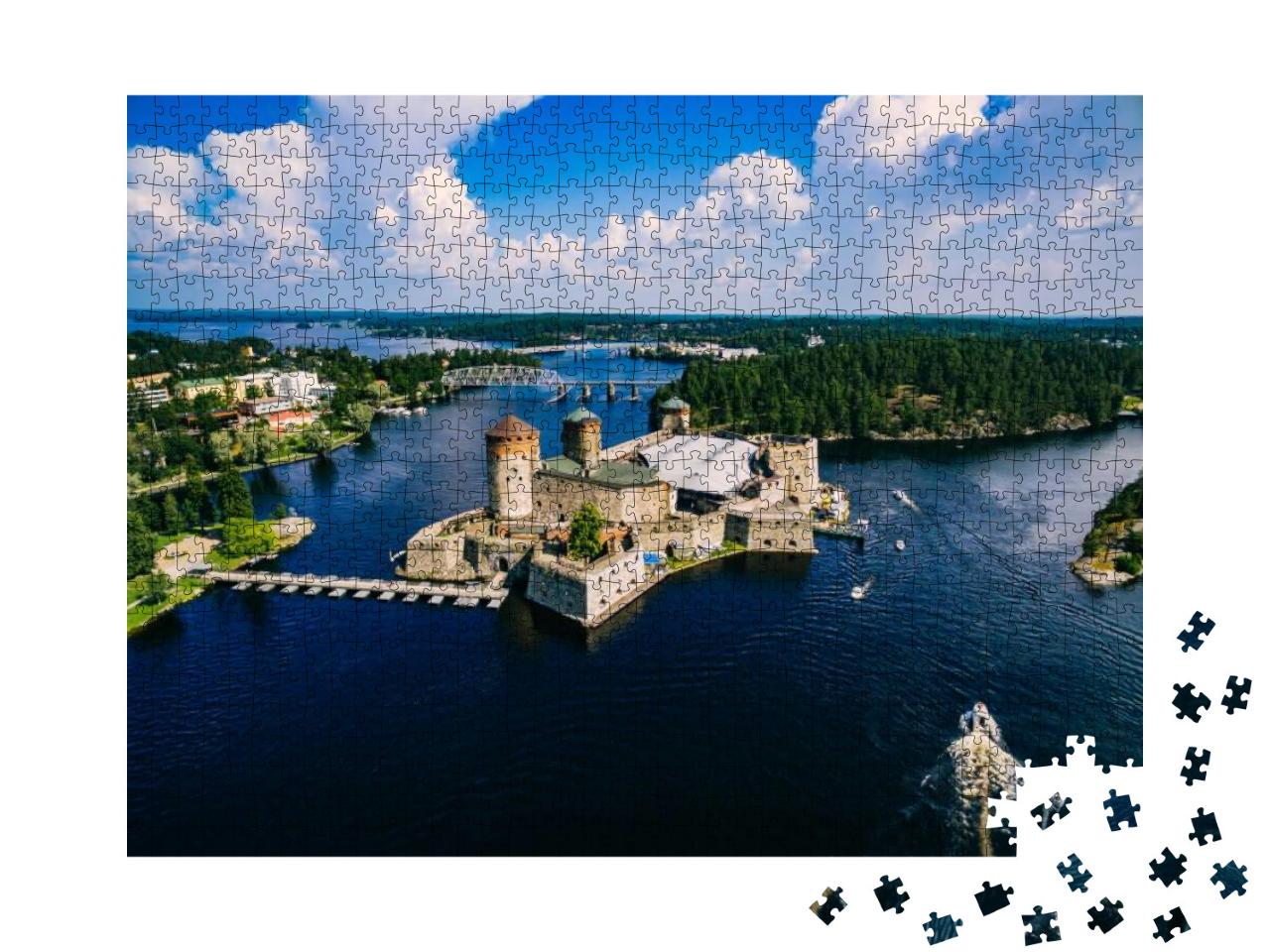 Aerial View of Olavinlinna Medieval Castle in Savonlinna... Jigsaw Puzzle with 1000 pieces