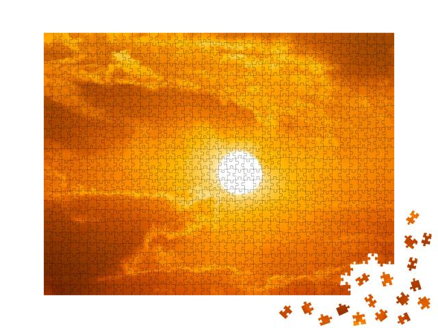 Sky Sunset of Sunshine & Cloud, Bright Twilight Backgroun... Jigsaw Puzzle with 1000 pieces