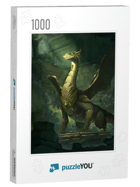 The Beautiful Digital Art Illustration of Mythical Dragon... Jigsaw Puzzle with 1000 pieces