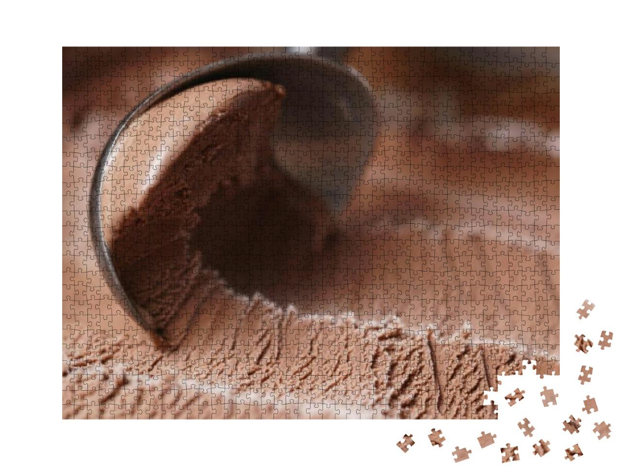 Scooping Chocolate Ice Cream Close Up Shot, Shallow Focus... Jigsaw Puzzle with 1000 pieces