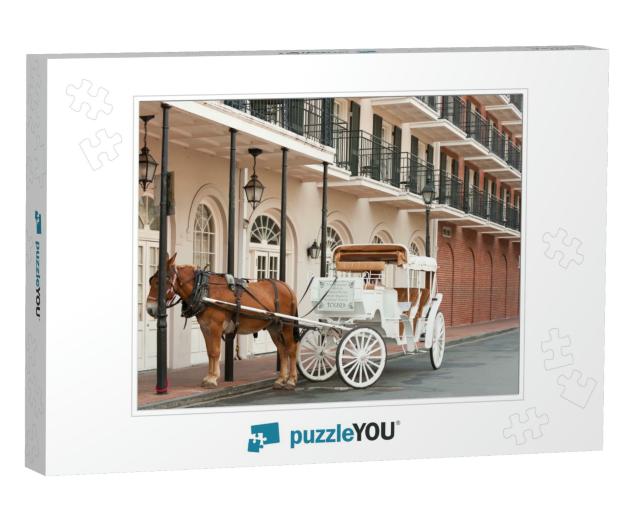 Elegant Horse-Drawn Carriage in French Quarter, New Orlea... Jigsaw Puzzle