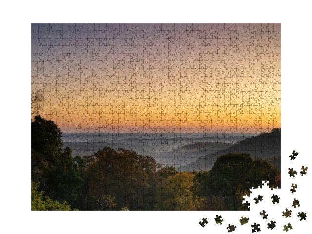 Early Morning Mist in an October Morning as the Sun Rises... Jigsaw Puzzle with 1000 pieces