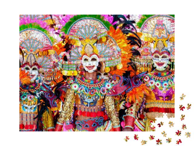 Parade of Colorful Smiling Mask At Masskara Festival, Bac... Jigsaw Puzzle with 1000 pieces