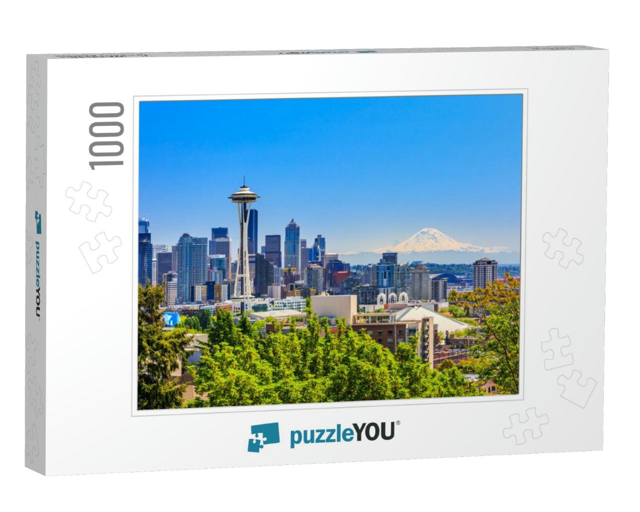 Seattle Downtown Skyline & Mt. Rainier, Washington... Jigsaw Puzzle with 1000 pieces
