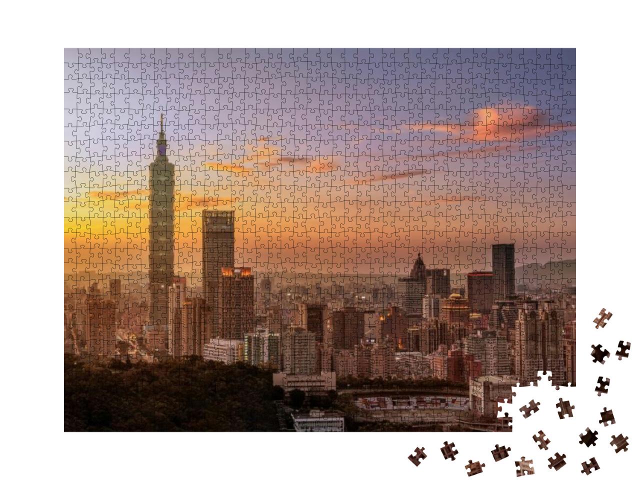 Sunset of Taipei City At Dusk Taiwan... Jigsaw Puzzle with 1000 pieces