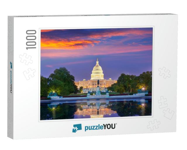 Capitol Building Sunset Congress of USA Washington Dc Us... Jigsaw Puzzle with 1000 pieces