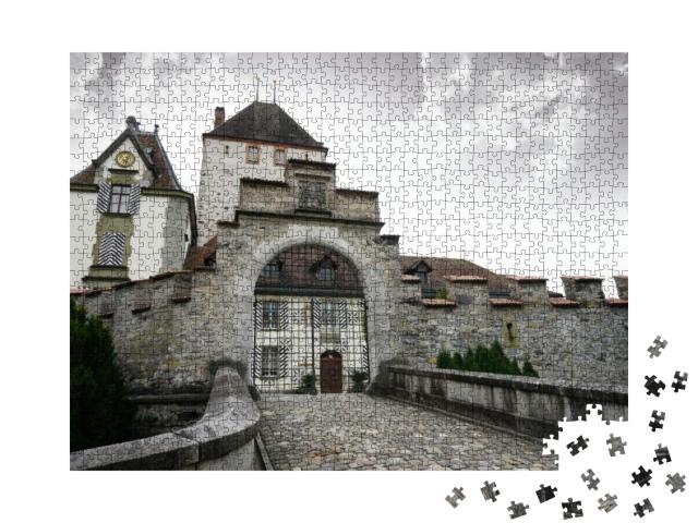 Castle of Oberhofen in Lake Thun Alps Mountains, Switzerl... Jigsaw Puzzle with 1000 pieces