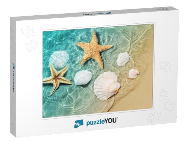 Starfish & Seashell on the Summer Beach in Sea Water. Sum... Jigsaw Puzzle