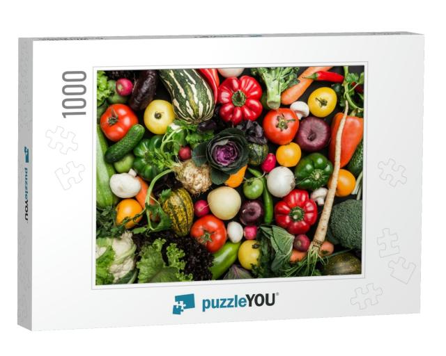 Composition with Assorted Raw Vegetables, Healthy Food Ba... Jigsaw Puzzle with 1000 pieces