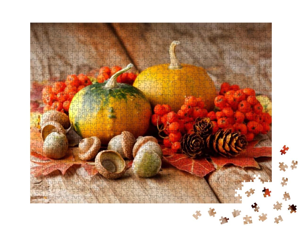 Harvested Pumpkins with Fall Leaves... Jigsaw Puzzle with 1000 pieces