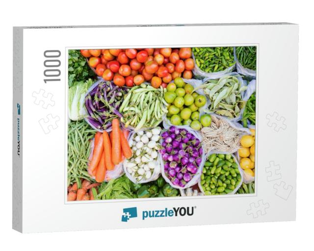 Farmers Market with Various Domestic Colorful Fresh Fruit... Jigsaw Puzzle with 1000 pieces
