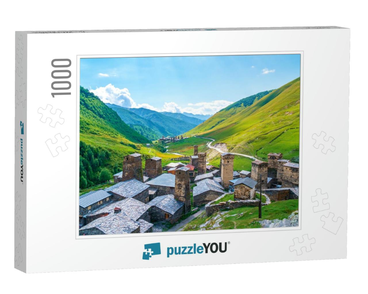 View of the Ushguli Village At the Foot of Mt. Shkhara. P... Jigsaw Puzzle with 1000 pieces