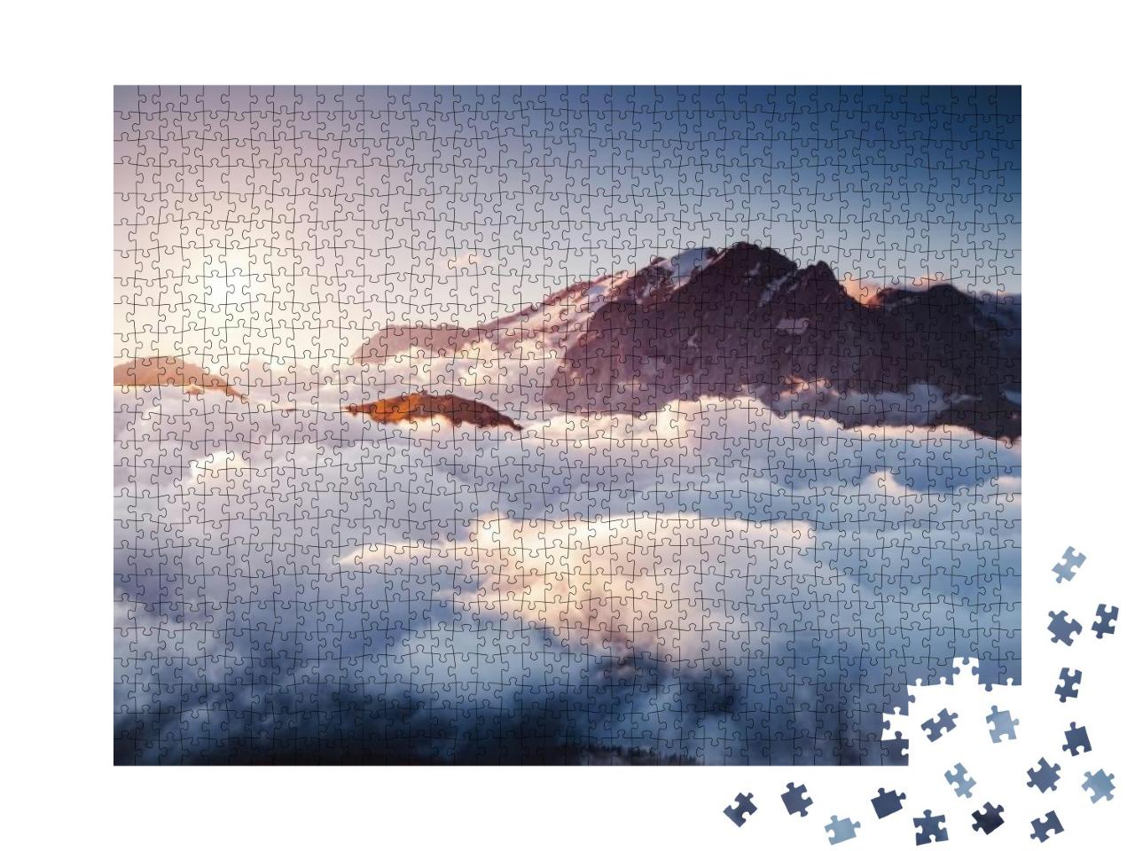 Thick Fog Covered the Ridge in Morning. Location Place Va... Jigsaw Puzzle with 1000 pieces