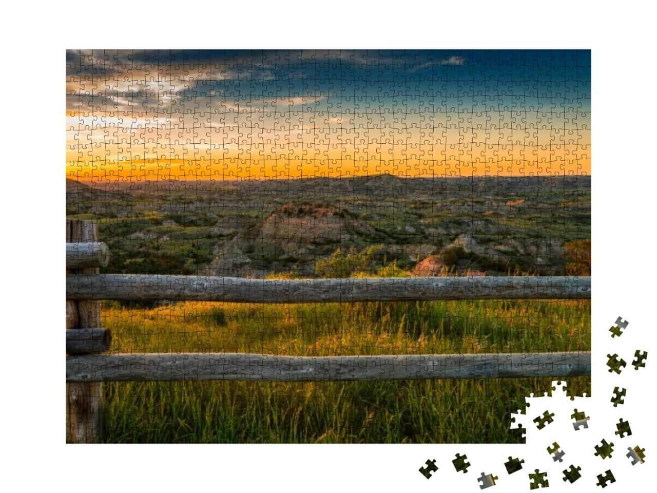 Sunset View North Dakota Badlands. Great Plains Scenic La... Jigsaw Puzzle with 1000 pieces