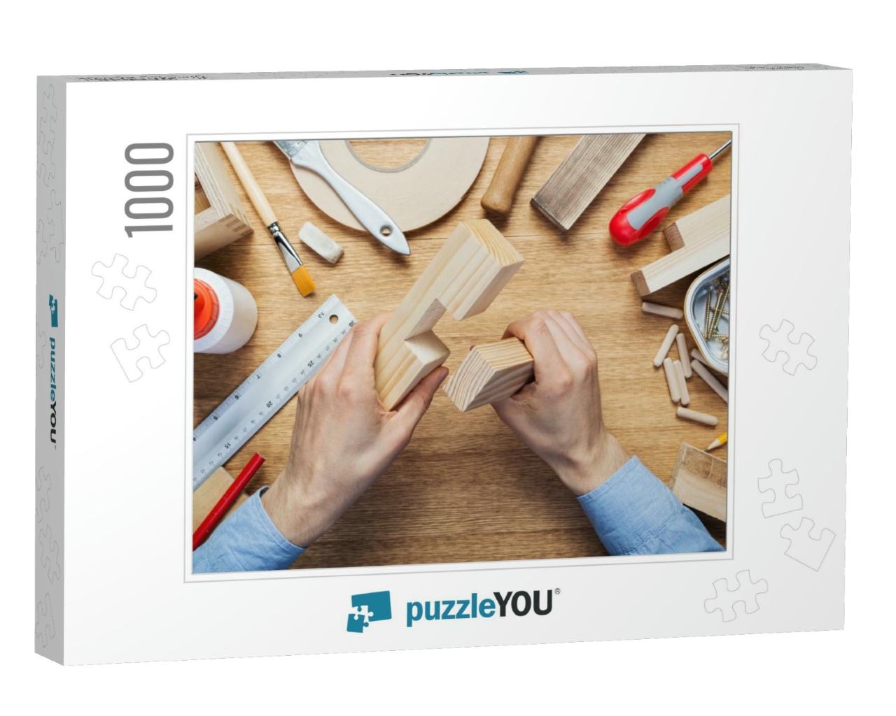 Woodworking Workshop Table Top Scene. Making of Wood Join... Jigsaw Puzzle with 1000 pieces