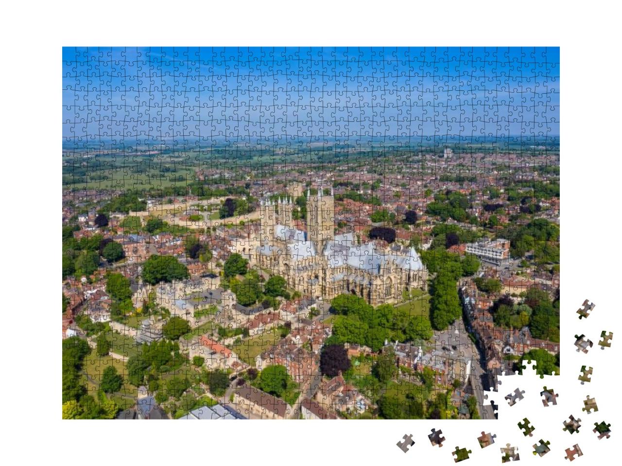 Aerial Photo of the Lincoln Cathedral, Lincoln Minster in... Jigsaw Puzzle with 1000 pieces
