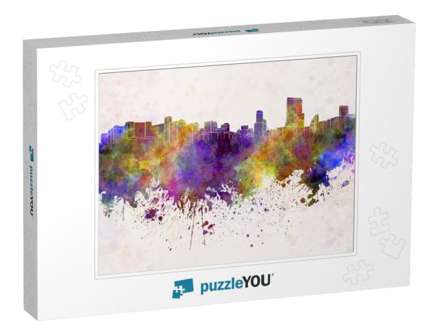 Orlando Skyline in Watercolor Background... Jigsaw Puzzle