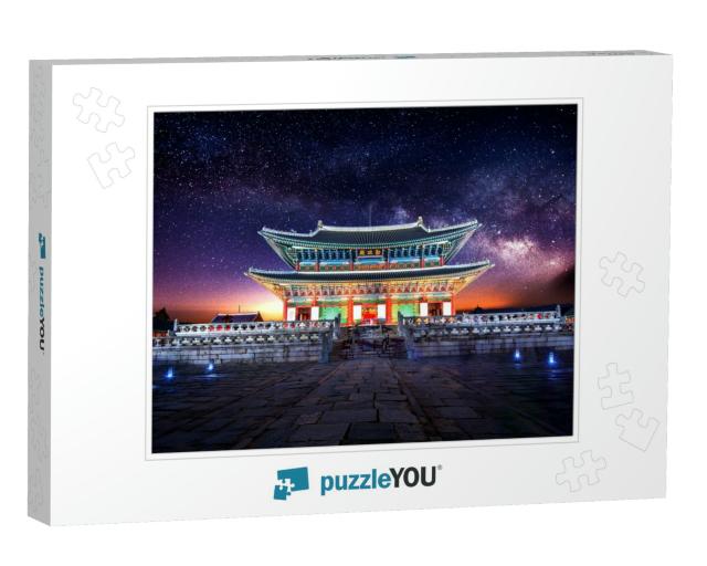 Gyeongbokgung Palace & Milky Way Galaxy in Seoul, South K... Jigsaw Puzzle