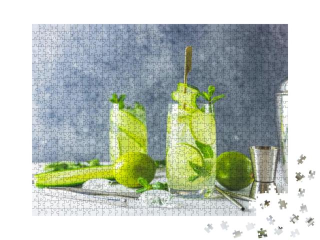 Detox Cocktail with Mint, Cucumber & Lime or Mojito Cockt... Jigsaw Puzzle with 1000 pieces