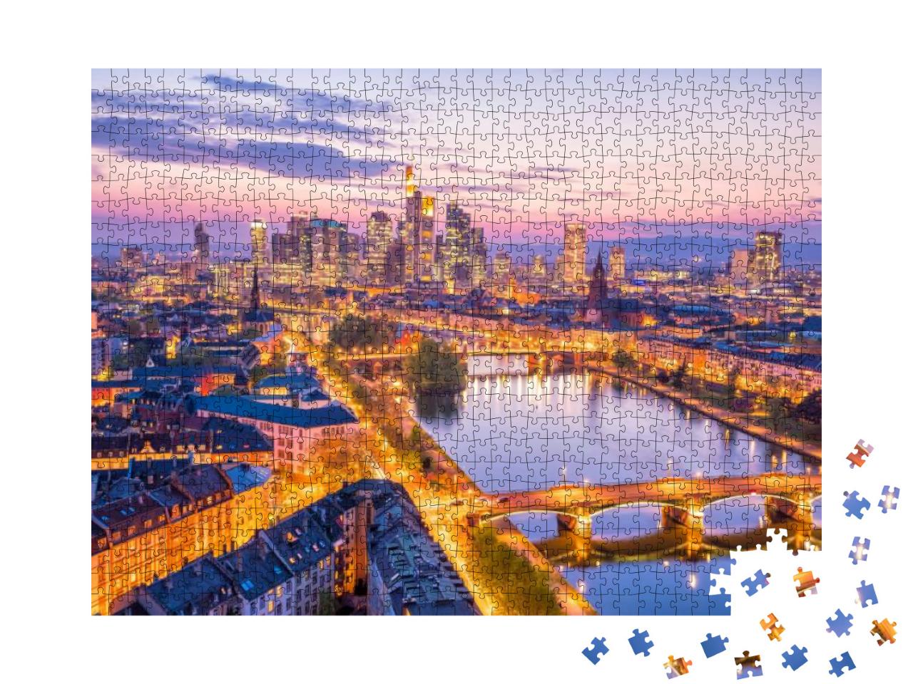View of Frankfurt City Skyline in Germany At Twilight fro... Jigsaw Puzzle with 1000 pieces